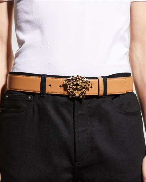 versace leather belt uk|Versace medusa buckle leather belt.